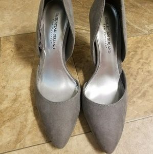 Grey suede heels